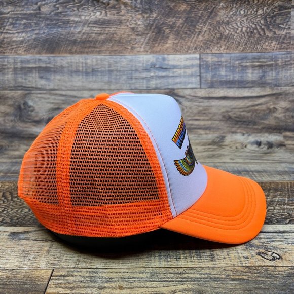 Widespread Panic Mens Trucker Hat Orange Snapback Eagle Totem Pole Rock Ball Cap - Picture 2 of 6